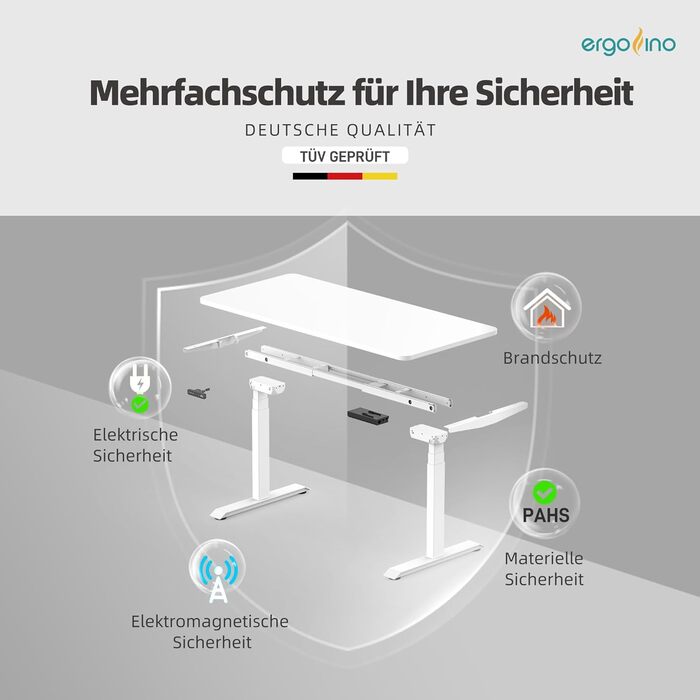 Ергофіно - Регульований стіл з металевим каркасом DT30 PRO (Чорний), 2 мотори, 3-рівневе регулювання, пам'ять, сертифікат GS, висока вантажопідйомність
