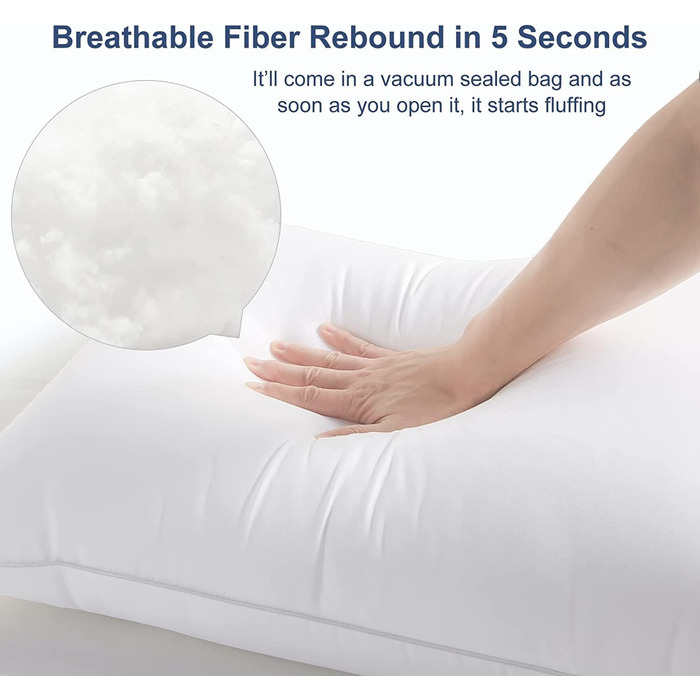 Домашні подушки Adam, 2 шт. и, готельна якість, подушка для сну на боці, гіпоалергенна, стійка до кліщів, з наповнювачем преміум-класу, 2 шт. и Білі подушки в упаковці по 2 шт. и