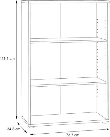 Полиця для нової кімнати Книжкова шафа Дуб сонома Модерн - 73,7x111,34,8 см (ШхВxГ) - Шафа з стоячою полицею - Albus.Fifteen Кабінет Вітальня 09- Полиця V3