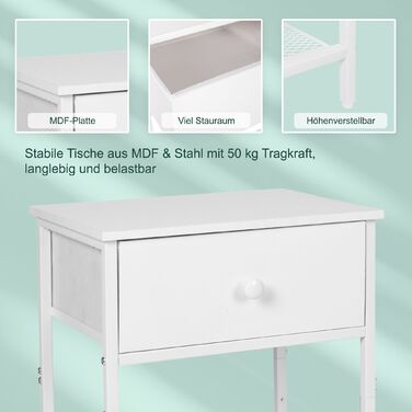 Набір приліжкових тумбочок Relaxdays (2 шт.) з ящиком та полицею