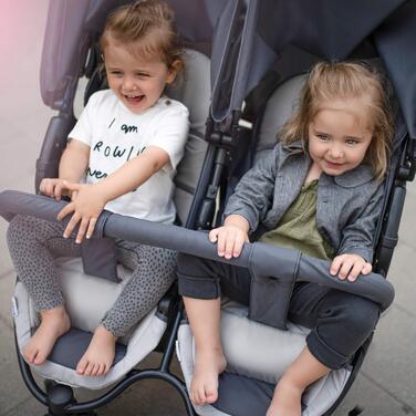 Візок для близнюків Hauck Roadster Duo SLX Grey/Silver: прогулянка від народження до 15 кг, функція лежання, великий кошик, компактний у складеному стані