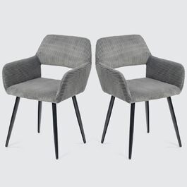 Крісла для їдальні Cosy (2 шт.) - стільці для кухні, вітальні з м'яким сидінням та металевими ніжками, 56x56x78 см (Сірий)