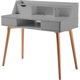 Дитячий письмовий стіл Teamson Home Creativo з МДФ, з полицями та шухлядами, білий/натуральний, VNF-00045 (Світло-сірий)