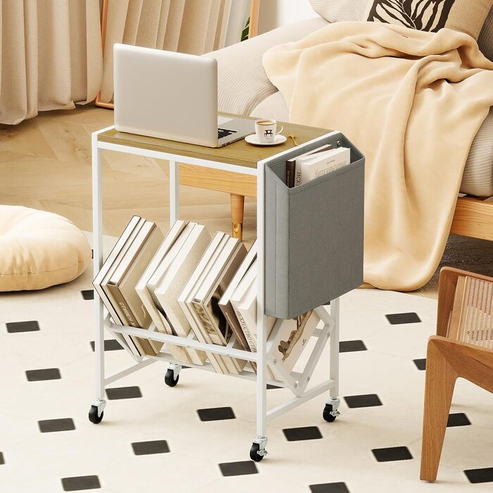 Регулятор для платівок COSTWAY з полицями для платівок та журналів, білий