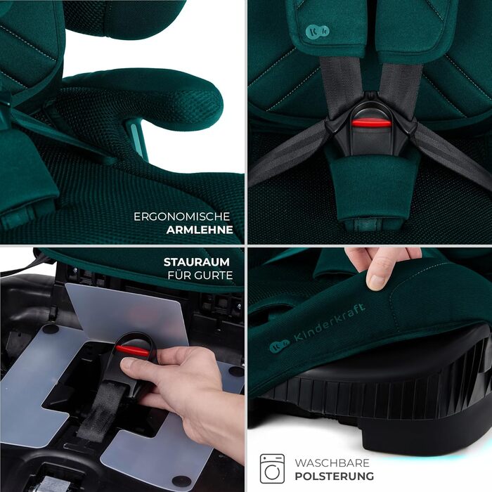 Автокрісло Kinderkraft FIX2GO i-Size 76-150 см (15 міс - 12 років), ISOFIX, Top Tether, SPS+, H-GUARD+, сіре (Green)