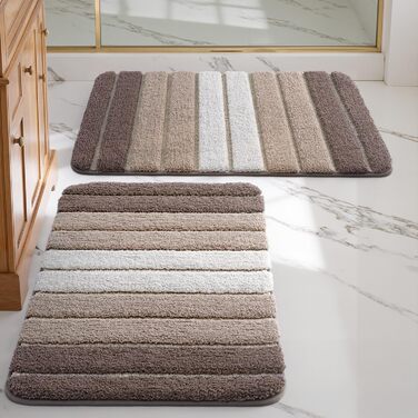 Набір килимків для ванної кімнати DEXI 2 шт. 40 x 60 см, антиковзаючі, м'які, швидковисихаючі, для ванни, душу, пральні (бежевий)