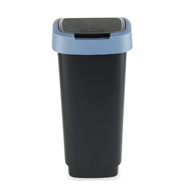 Поворотне відро Rotho об'ємом 25 л, відро для сміття з відкидною кришкою, пластикове відділення для сміття, відро для утилізації відходів, збирач відходів, що не містить бісфенолу А (Чорний / темно-синій)