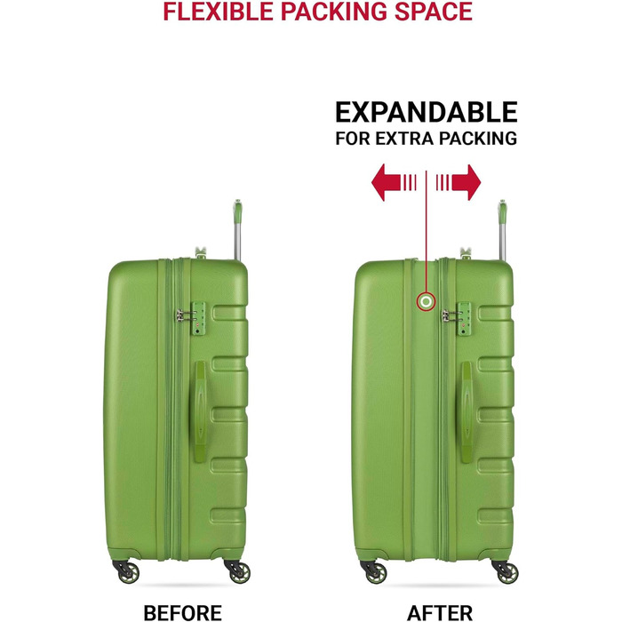 Набір валіз SwissGear 7366 Hardside з спінерами, розширювані, 3 шт. (19/23/27), зелені