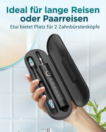 Електрична зубна щітка звукового типу для дорослих та дітей з 8 насадок та 5 режимами. 90 днів роботи від акумулятора, таймер 2 хвилини, дорожній футляр