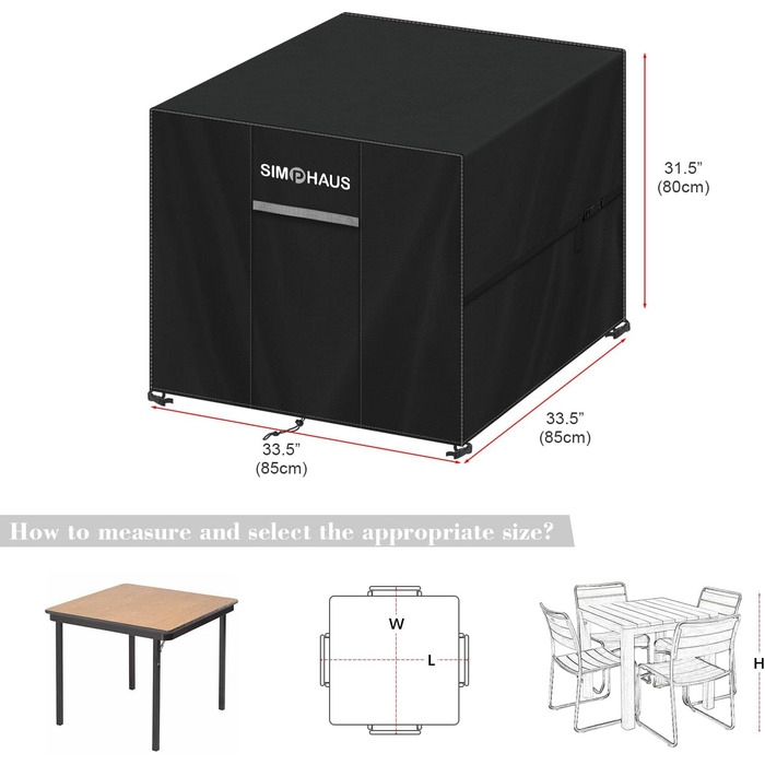 Чохол для садово-патіо меблів 85x85x80 см, вологостійкий, 420D Oxford, для захисту від погодних умов