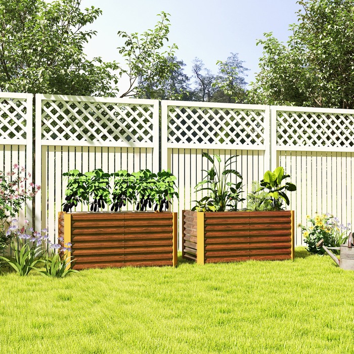 Набір з 2 грядок-ящиків для вирощування рослин, глибокі, металеві, 120 x 60 x 60 см, коричневого кольору