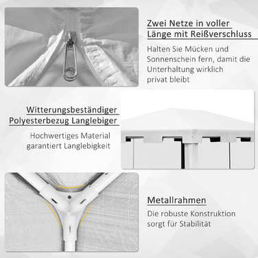 Намет-пергола садовий 3х3 м, вологостійкий, складаний, розміри 395x295x255 см, білий