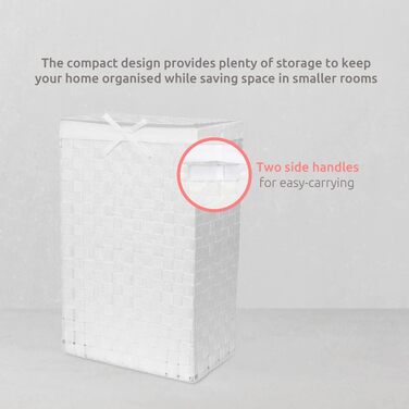 Кошик для білизни RAN6891 Stan з кришкою, ручками, плетіння з металевим каркасом, знімний вкладиш з льону, 30 x 30 x 50 см, Коричневий