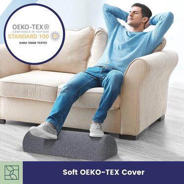 Підставка для ніг під стіл сертифікат OEKO TEX – підставка для ніг під стіл для максимального комфорту, покращена постава в домашньому офісі – теплі ноги – підставка для ніг та подушка для ніг, розроблена фізіотерапевтами (сіра)