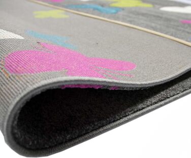 Барвистий килимок-метелик для дитячої кімнати u2012 підходить для алергіків u2012 (140 х 200 см, сіро-рожевий)