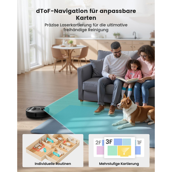 Робот-пилосос LEFANT M330 Pro з функцією миття, 5000Pa, лазерна навігація, уникнення перешкод PSD, керування через додаток та голосове керування