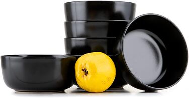 Консімо. Набір мисок з 6 штук - VICTO - Сервірувальна тарілка - Керамічна миска для супу - Набір мисок на 6 персон - 14,5 см - (чорний)