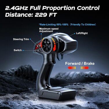 RC Автомобіль 1:18 Monstertruck 4WD, Повнопривідний позашляховик 40 км/год з металевим редуктором та 2x акумуляторами 1300mAh, Синій - для дорослих та дітей від 10 років