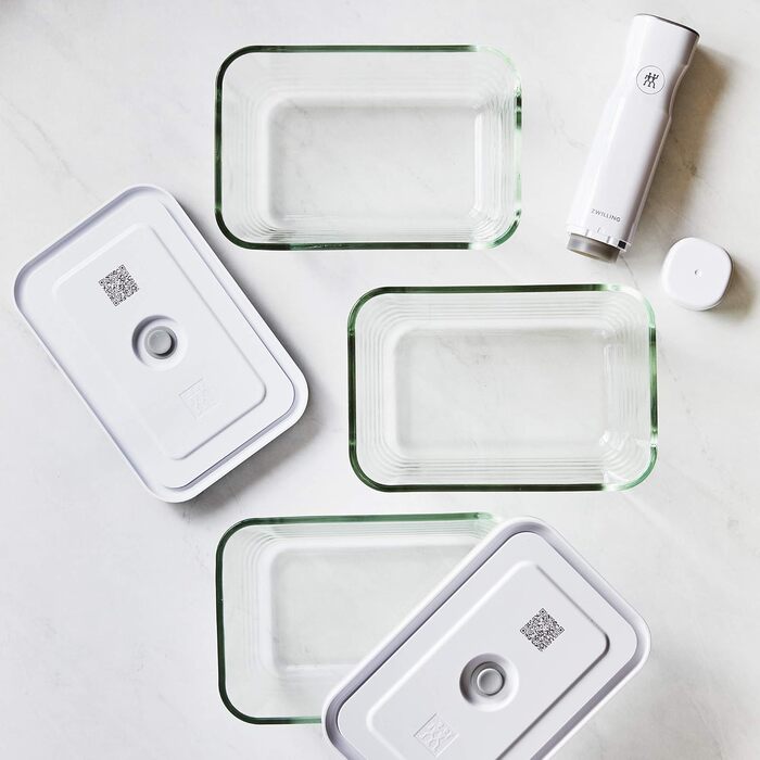 Набір контейнерів для вакуумної упаковки Zwilling Fresh & Save S/M/L (3 шт.), скло, білий