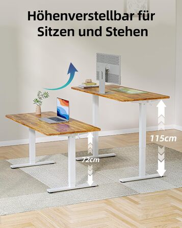 Регульований стіл BEXEVUE 120x60 см, електричний, з пам'яттю, для комп'ютера, білий