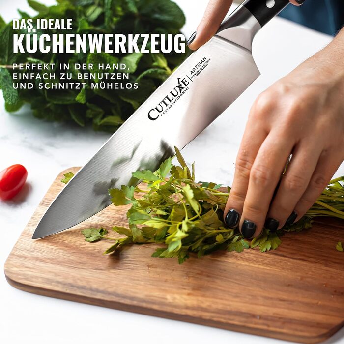 Ніж кухарський Cutluxe 20 см – кухонний ніж з німецької сталі, серія Artisan