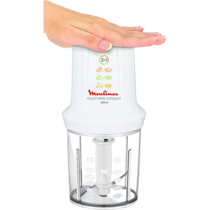 Подрібнювач Moulinex Mini Chopper Elektro Moulinette DJ300110 - компактний, 270 Вт, білий