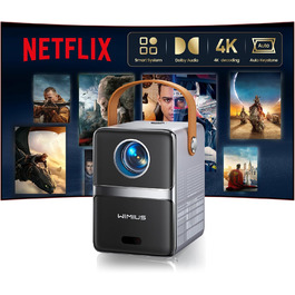 Проектор Mini Beamer 4K Smart з WiFi6, Bluetooth, Dolby Audio, підтримкою Netflix, автофокусом та вертикальною корекцією, сірий