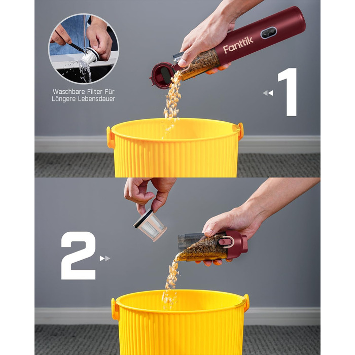 Акумуляторний автомобільний пилосос Fanttik Slim V8 APEX, портативний ручний міні-пилосос RobustClean™ 4-в-1, потужність всмоктування 19000 Па/45 AW, 2 режими роботи, для авто, офісу та клавіатур (Червоний)