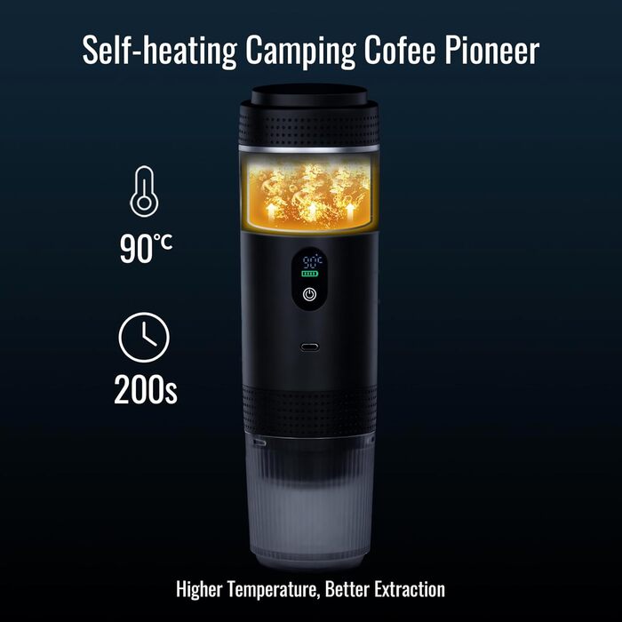 Портативна електрична кавомашина Everange для еспресо, приготування кави з меленої кави та капсул, з LCD-дисплеєм (зелена та чорна)