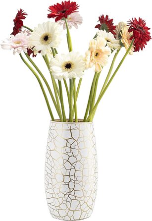 Ваза для квітів ваза скляна скляна ваза для квітів скляна ваза для квітів настільна декоративна ваза прозора скляна декоративна ваза для вітальні декоративна ваза год.17 см / Цинія (золото / білий, ( упаковка))