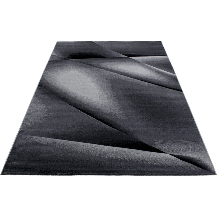 Домашній килим з коротким ворсом Абстрактний дизайн висота ворсу для вітальні 12 мм висока обробка м'який прямокутний бігун Розмір120x170 см (120x170 см, чорний)
