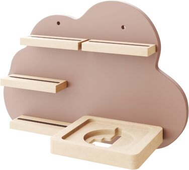 Полиця Tonie, дисплей для колонок і фігур (настінна полиця для дитячої кімнати з дерева FSC, вміщує Toniebox і багато тоні з магнітними тримачами, красивий дизайн хмари, рожевого кольору)