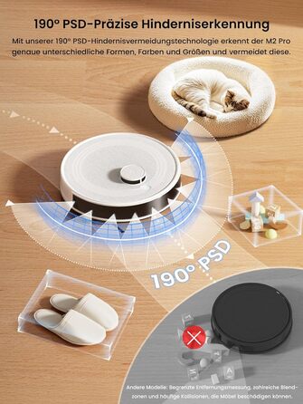 Робот-пилосос LEFANT M2 Plus з картографією, лазерною навігацією, 6000Pa, персоналізованим прибиранням, WiFi/App/Alexa, чорний