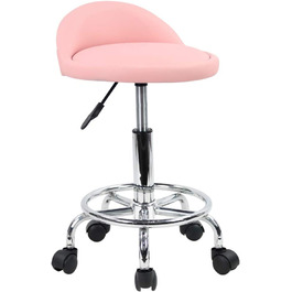 Офісний стілець на колесах KKTON, поворотний стілець, регульований по висоті, поворотний стілець з низькою спинкою і підставкою для ніг, виготовлений зі штучної шкіри (рожевий)