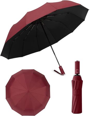 УФ-парасолька від сонячного дощу, 12 ребер Компактна складна парасолька для подорожей для жінок Чоловіки Діти, Автоматичне відкриття Закрити Компактні складні дощові парасольки для щоденного використання, Портативна вітрозахисна парасолька 2 в 1 парасольк