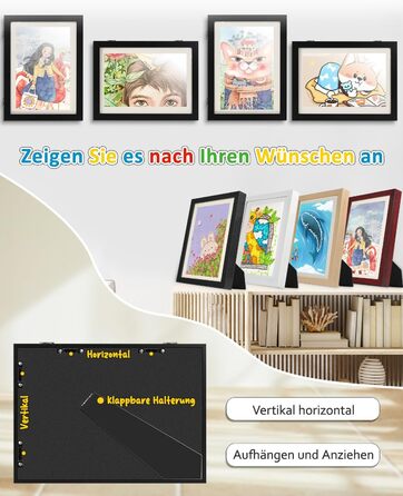 Рамка для дитячих малюнків Ciscle, A3, чорна. Рамка для фотографій та творчих робіт, ідеальна для школи та дому. 1 шт.