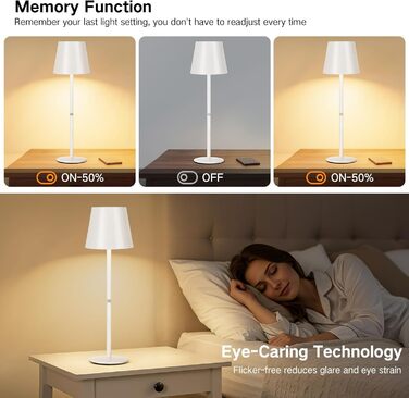 LED настільна лампа OUTON 2 шт. Бездротова, з регулюванням яскравості, 3 режими кольору, USB-C зарядка, IP54, 30 годин роботи, для дому/на вулицю, чорний (2 шт.)