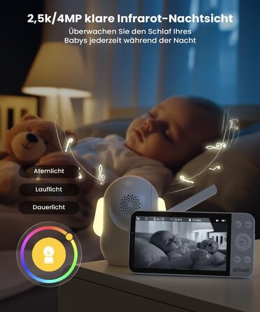 Відеоняня ieGeek з камерою 2.5K/4MP, 5.5