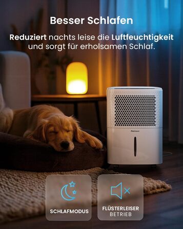 Pro Breeze® Eco Kompakt 12L/день: Електричний осушувач повітря з LED-дисплеєм, функцією сушіння білизни та Smart App (20 м²)