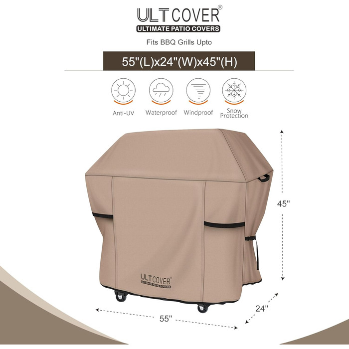 Чохол для газового гриля ULTCOVER 140 см, водонепроникний, для 3–5 пальників, сумісний з Weber, Nexgrill, Char-Broil, Brinkmann