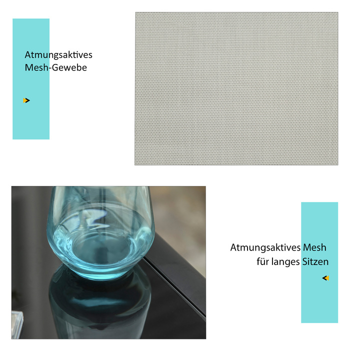 Набір з 3 предметів: 2 шезлонги та 1 приставний столик для саду, металевий каркас, сірий+чорний