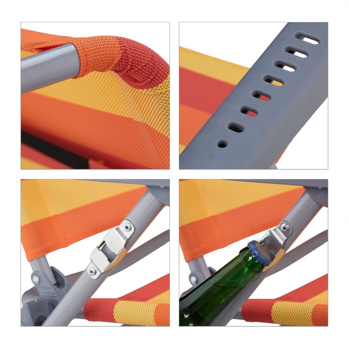 Розкладний шезлонг Relaxdays з подушкою для шиї