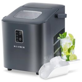 Льодогенератор KLAMER 24 кг/добу, 3 розміри льоду, 2.2л резервуар, 130W, тихий, сірий