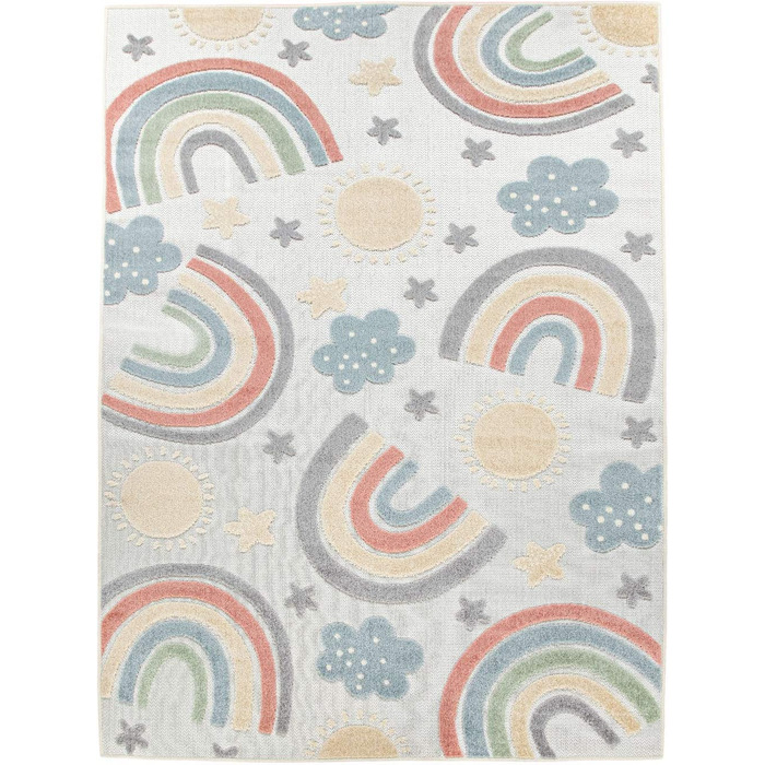 Дитячий килим для дитячої кімнати Дитячий ігровий килимок Rainbow Design Cream, розмір 160x220 см