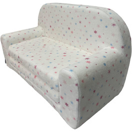 Дитячий розкладний диван FORTISLINE Mini 2в1, 40x78x45 см, для дітей, зі знімним чохлом, поролоновий, мотив Кошеня, плюш зірки