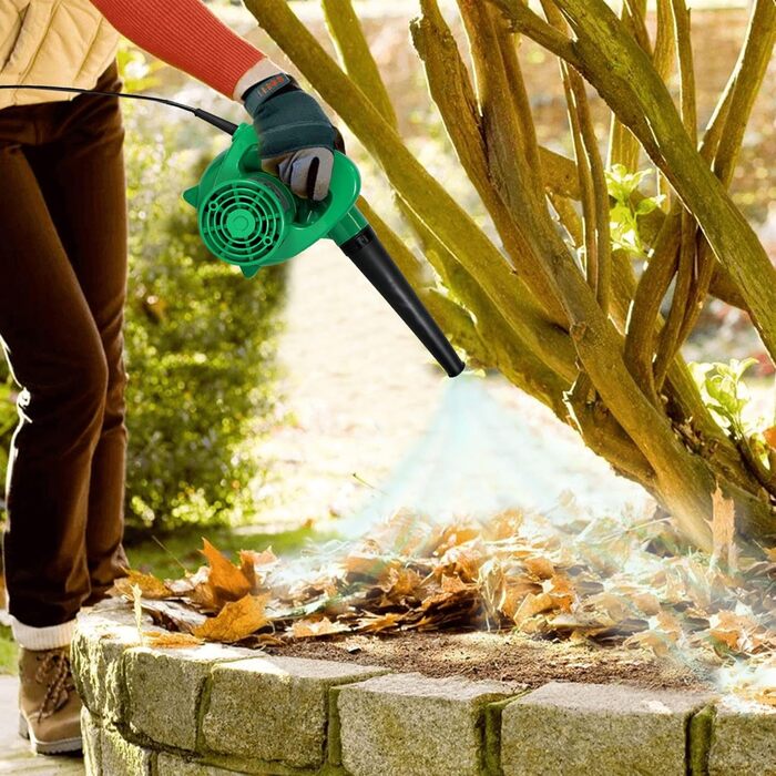 Електричний міні-листозбір Fishtec з функцією пилососа та мішком для збору листя - 500 Вт, 180 см, зелений