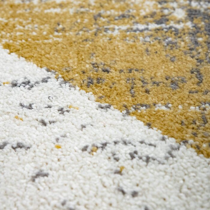 Домашній килим Пако, Вінтажний килим з коротким ворсом для вітальні, спальні, Сучасний пастельний ромбоподібний візерунок, Абстрактний, розмір колір (200x290 см, жовтий)