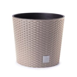 Кашпо для квітів Happy Flower MultiProject з вкладишем, ротанговий дизайн, 4 розміри, 4 кольори, 300 мл, бежевий