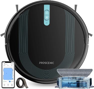 Робот-пилосос Proscenic 850T Wi-Fi, 3000 Па, Alexa/Google/додаток, функція миття, килим/тверда підлога, чорнийсиній