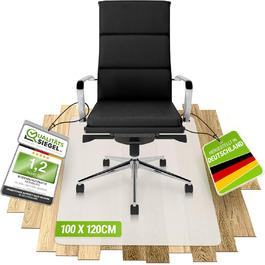 Захисна килимок під офісне крісло – прозора підкладка для ламінату, паркету та плитки – антиковзаюча, шумопоглинаюча, ідеальна для дому (100 x 120 см)